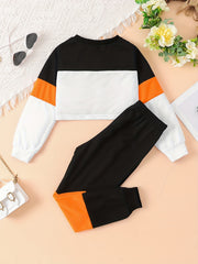 Girls M Letter Print Sweatshirt & Pant Set Kids Clothes