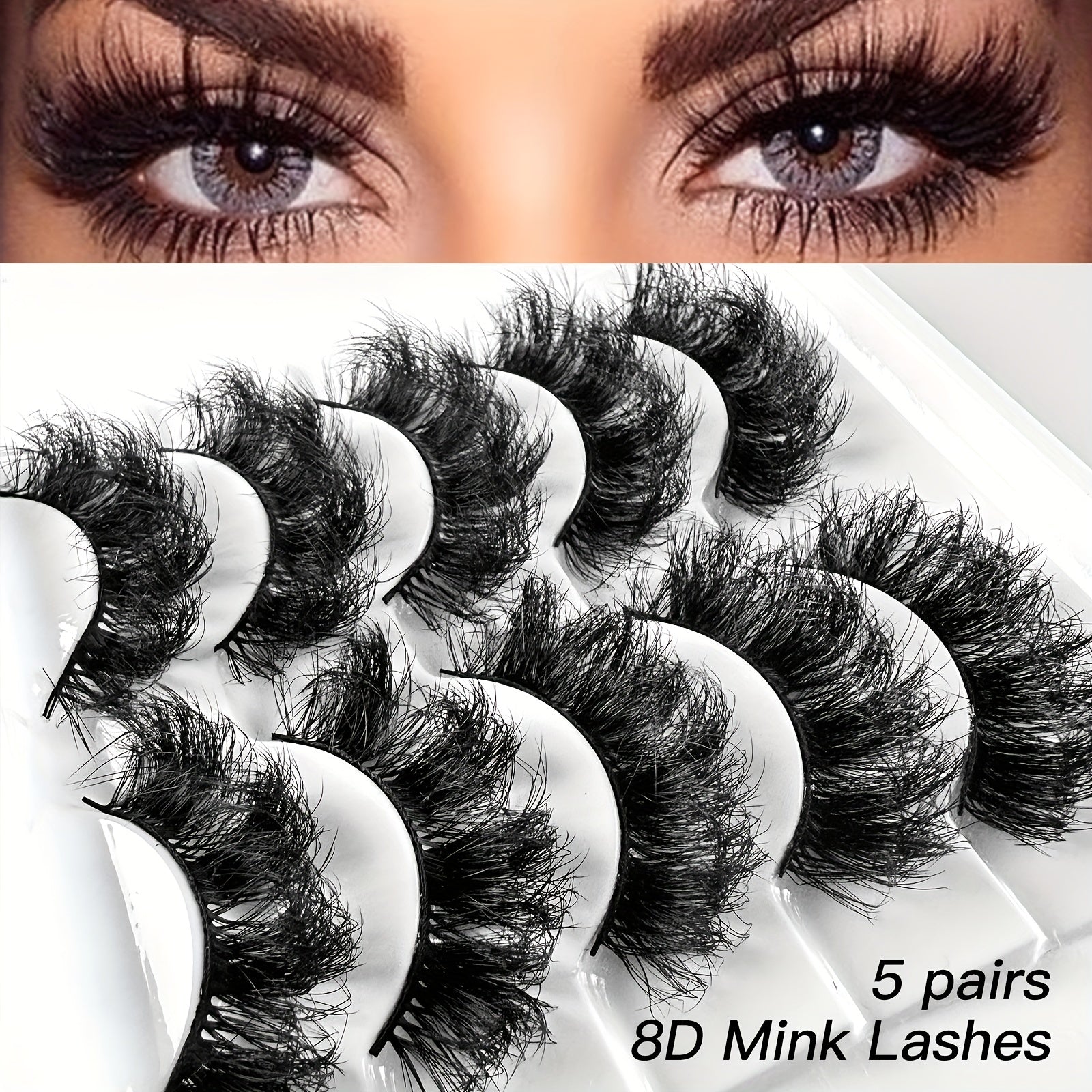 8D Fluffy Curling False Eyelashes Cross High Faux Mink Hair Eyelashes