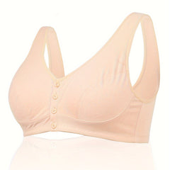 Plus Size Bra Women's Plus Solid Buckle Front Comfort Wireless Wide Straps Bra
