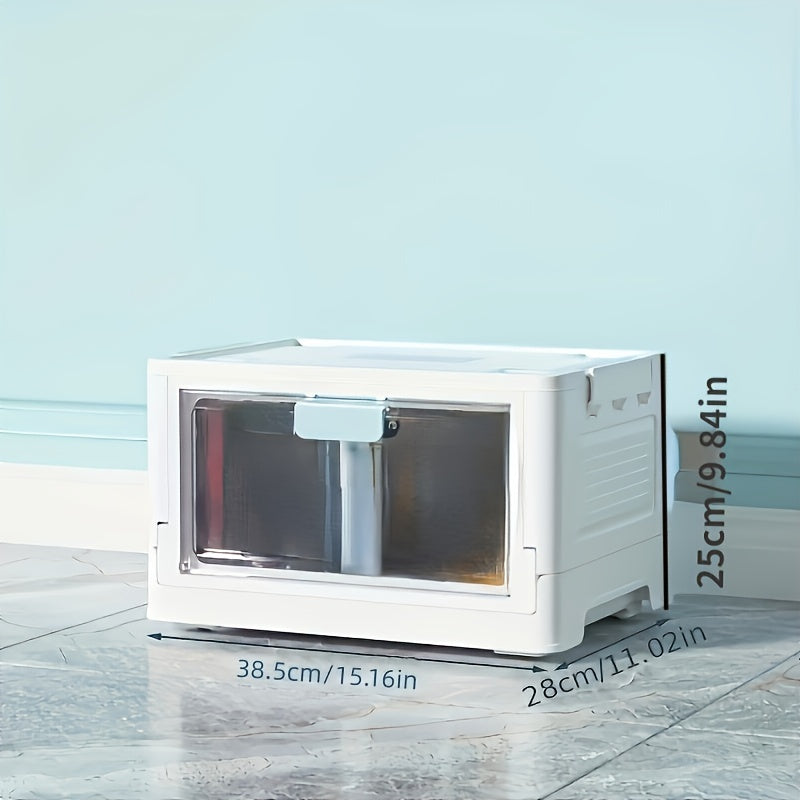 Large Capacity Clear Storage Bin With Wheels, Foldable Luggage Box