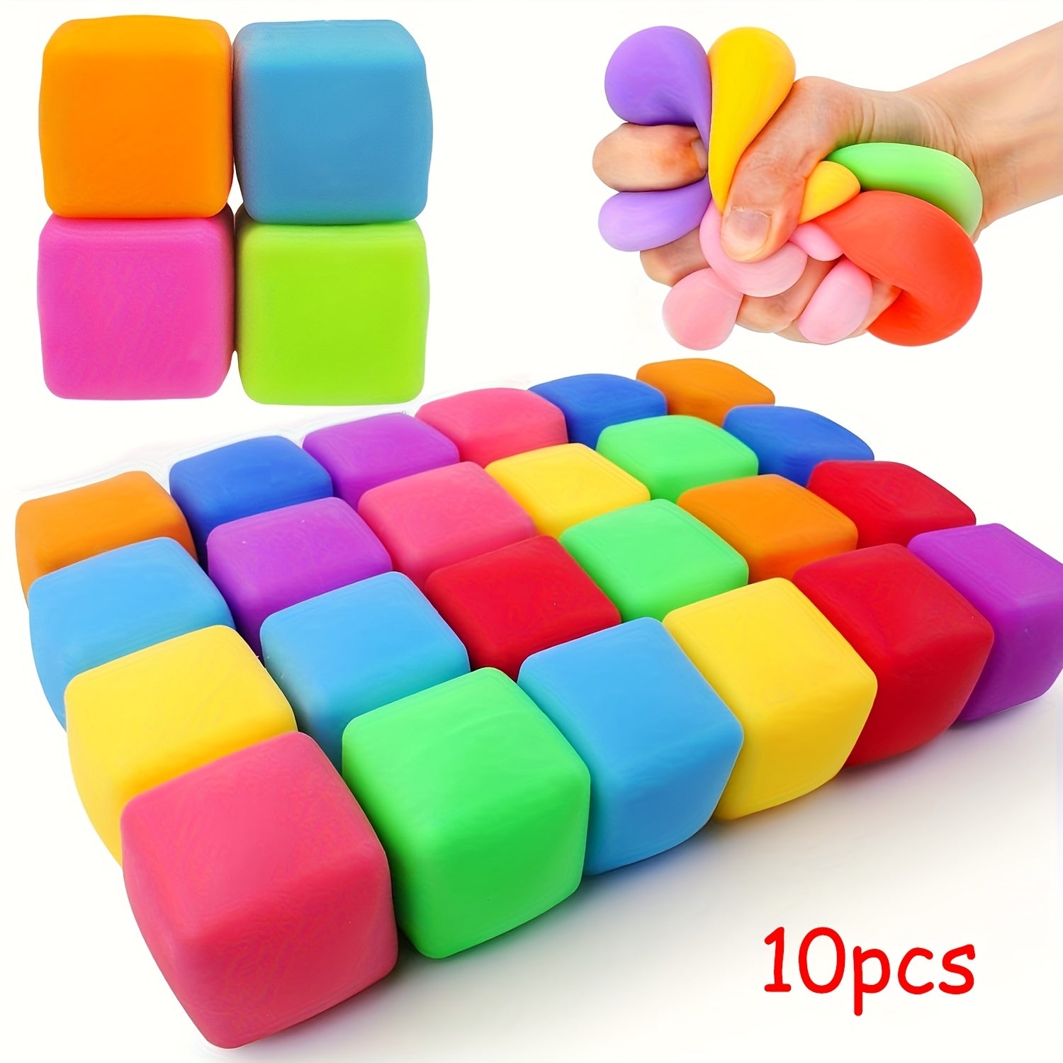 20pcs Cubes Anti Stress Yaping in TPR And Rebond Lent Balles Miniatures
