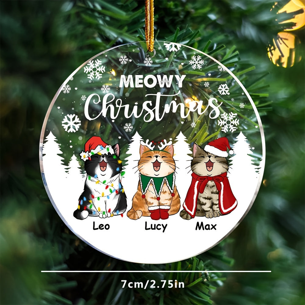Acrylic Three Cats Christmas Tree Ornament Pendant
