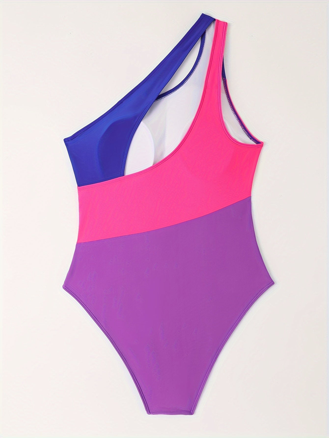 Women's Plus Colorblock One Shoulder One Piece Swimsuit
