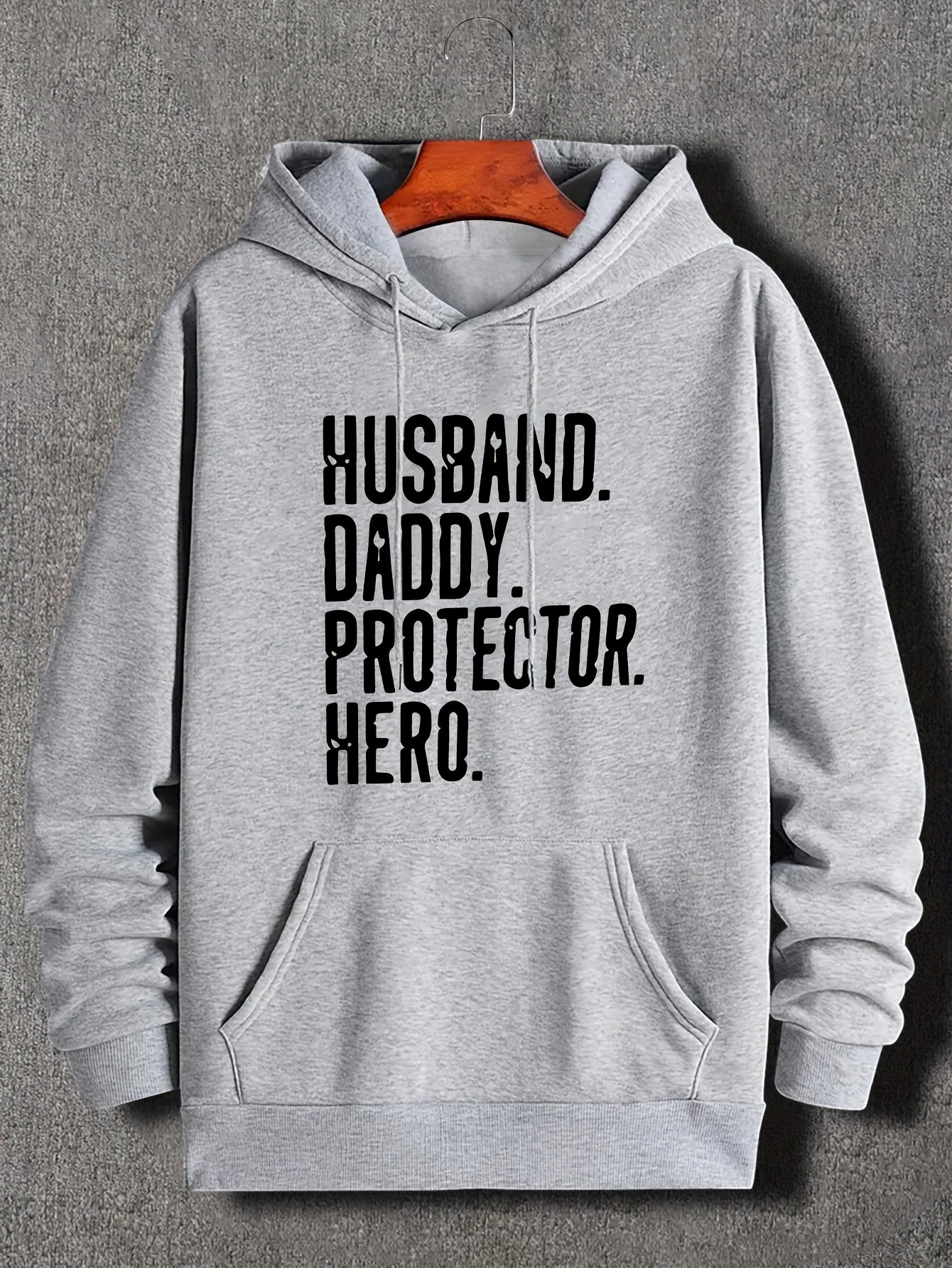 Husband Letter Print Hoodies Men Graphic Sweatshirt Comfy Hooded Pullover