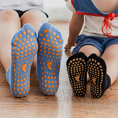 6 Pairs Solid Non-Slip Floor Socks for Kids & Adults - Trampoline Socks