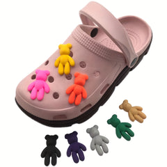 8pcs Bear Shoes Decoration Charms For Slipper Sandals DIY Shoes Pins