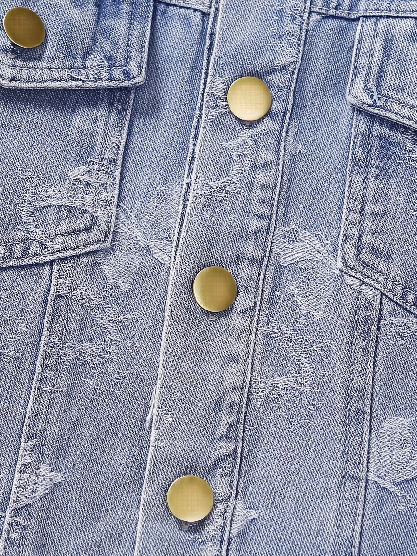 Kid Girls Casual Floral Allover Print Button Down Denim Jacket