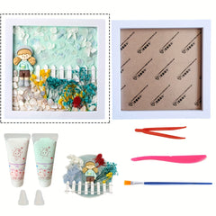 DIY Picture Frame Art Craft Kit Cream Glue Stone Set