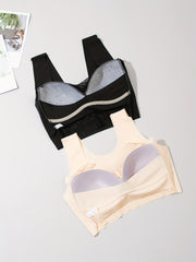 2pcs Lace Wireless Bras Comfortable Full Coverage Women's Lingerie