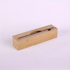 3-in-1 Bamboo Plastic Wrap Dispenser with Cutter, Foil & Plastic Wrap Organizer