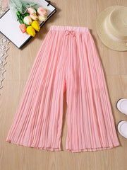 Toddler Girls Bow Casual Loose Elastic Waist Pleated Leg Pants