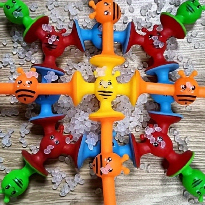 Bee Theme Suction Cup Building Blocks Set Educational Playset