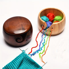 Wooden Wool Bowl Round Knitting Storage Vintage DIY Yarn Bowl