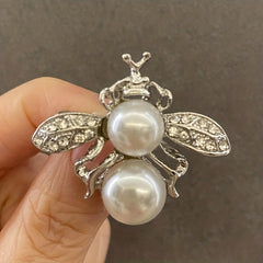 Vintage Bumble Bee Pin Brooch with Pearls and Rhinestone
