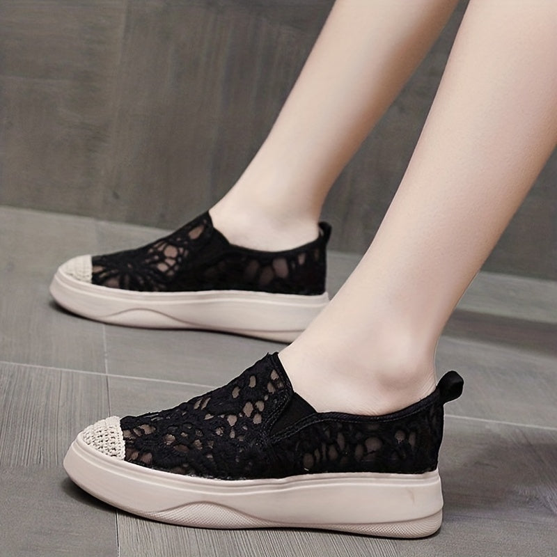 Women's Lace Mesh Loafers Slip On Outdoor Shoes Comfortable Walking Shoes