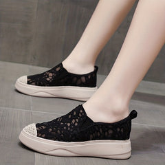 Women's Lace Mesh Loafers Slip On Outdoor Shoes Comfortable Walking Shoes