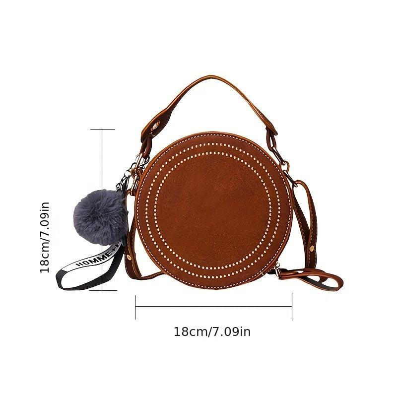 Mini Vintage Crossbody Bag Round Shoulder Bag Retro Casual Handbag