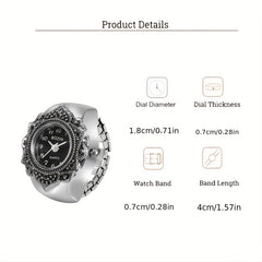 Mini Ring Watch Classic Retro Octagonal Pattern Watch