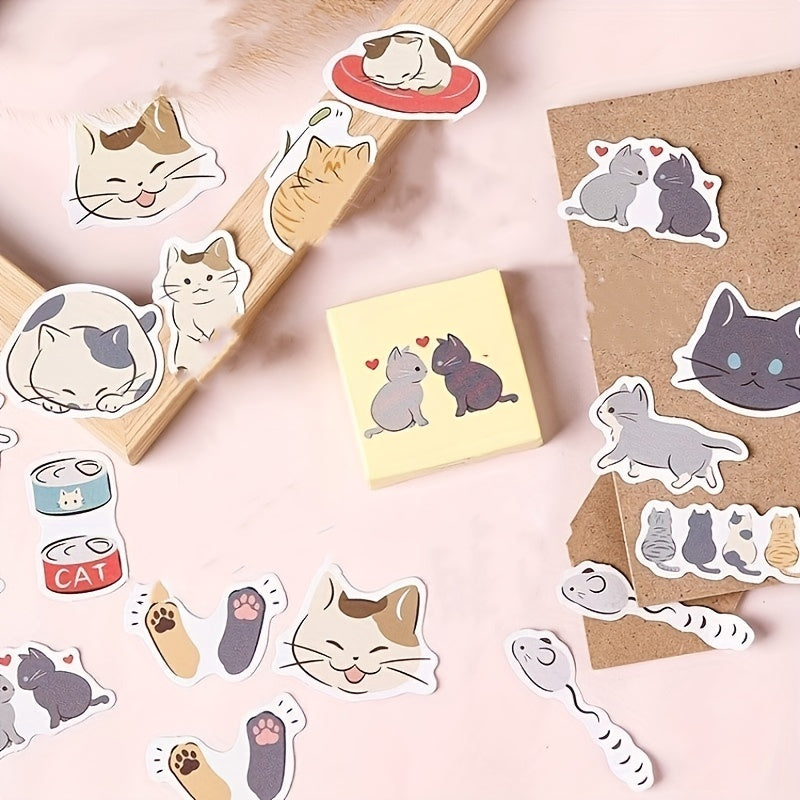 45pcs Cat Diary Album Decorative Sealing Stickers DIY Stickers