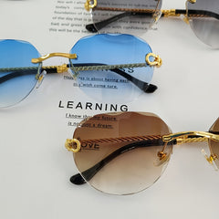 Summer Rimless Metal Polygon Pilot Aviation Sunglasses