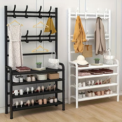 Freestanding Shoe Cap Rack Shoe Drying Rack 4 5 Layer Shoe Rack with 8 Hooks