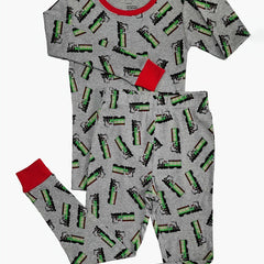 Boys Train Print Lounge Set, Long Sleeve Top & Elastic Waist Trousers