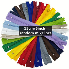 5pcs Colorful Nylon Coil Zippers for Tailoring Sewing Crafting