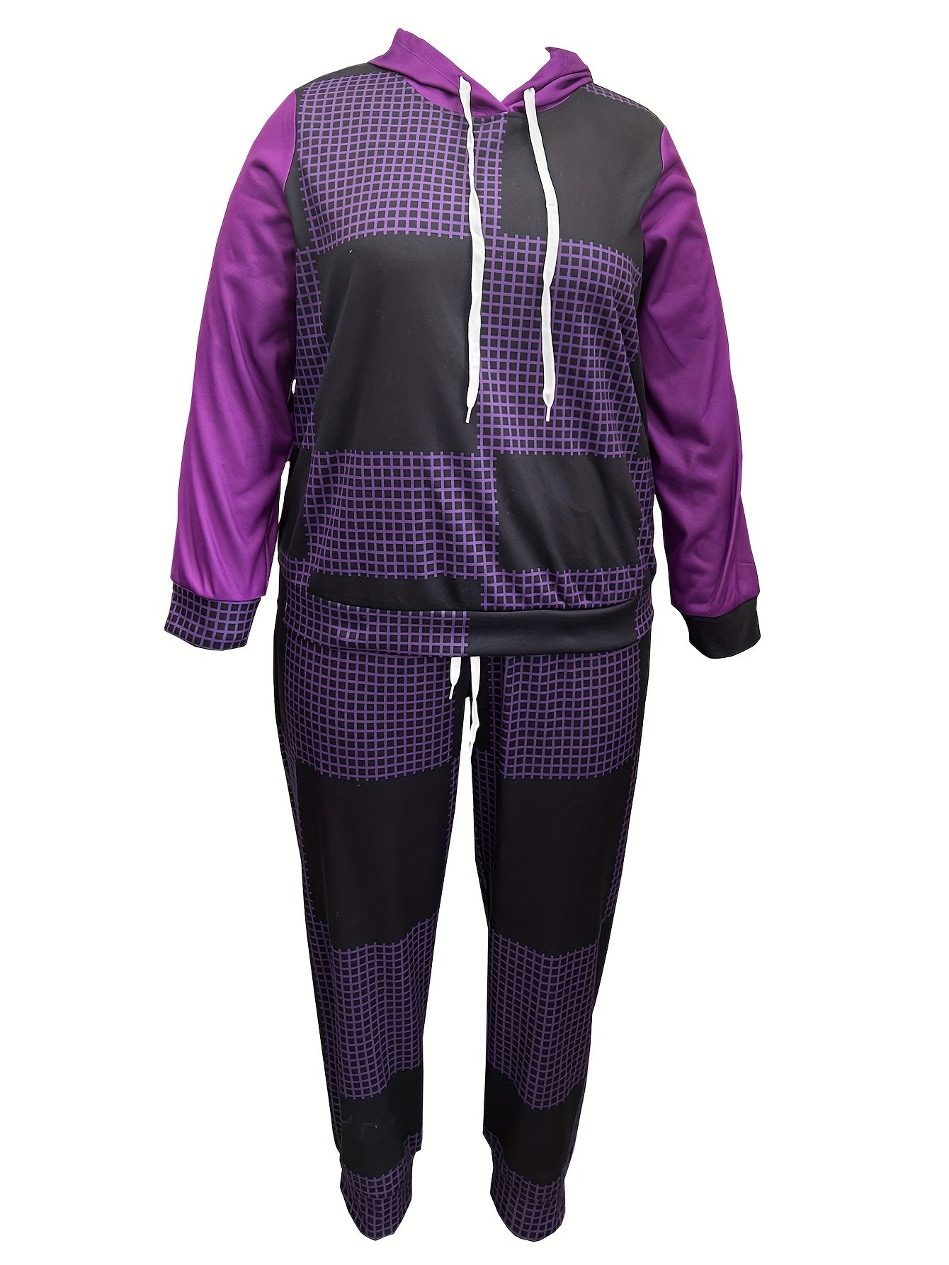 Patchwork Long Sleeve Hoodie & Pants Set