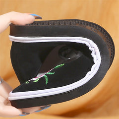 Flower Embroidered Buckle Strap Lightweight Shoes for Women