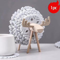 Sheep Shaped Coasters with Wood Holder, Absorbent Cup Pads for Car & Home