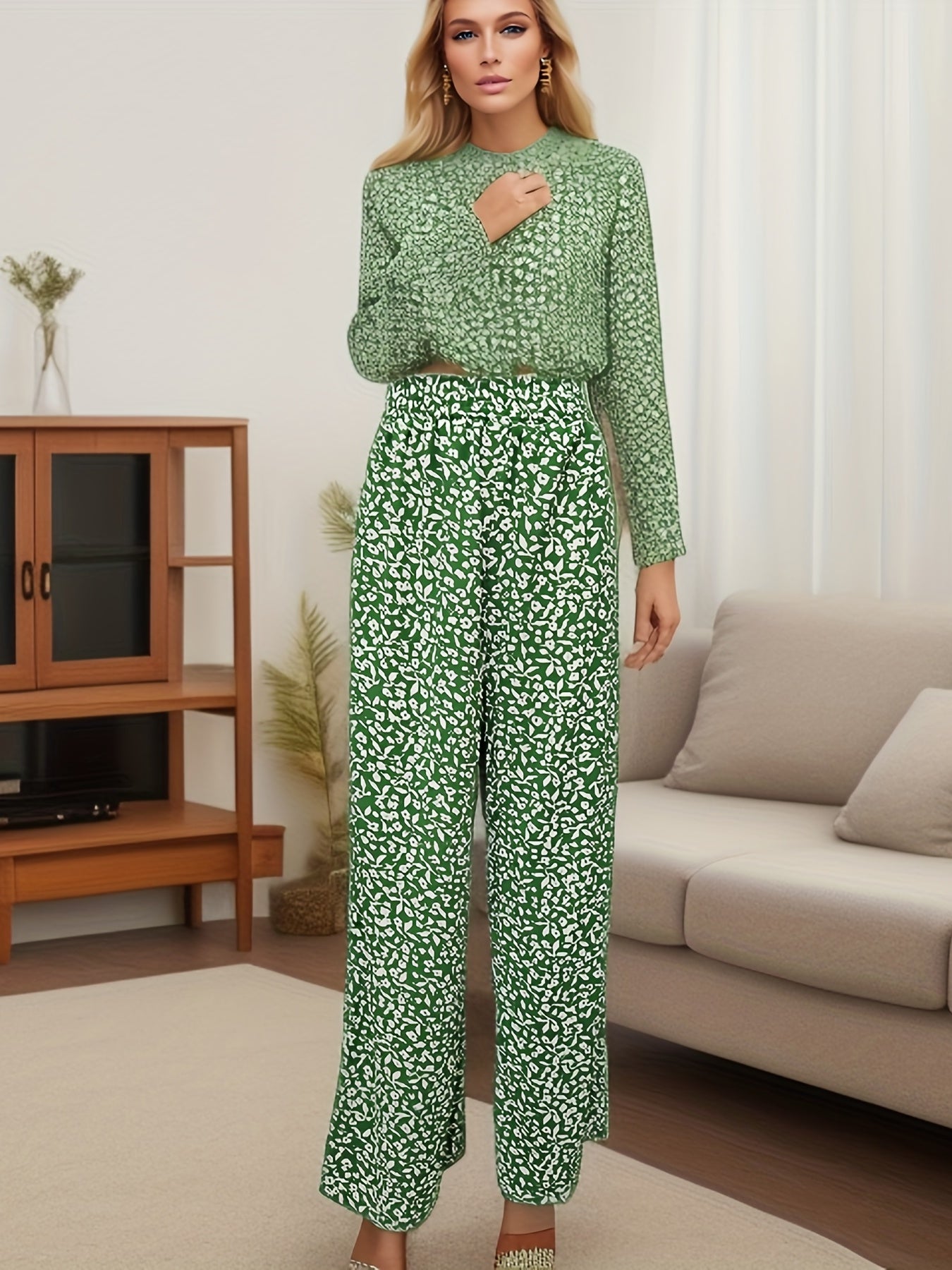 Ditsy Floral Wide Leg Pants for Summer