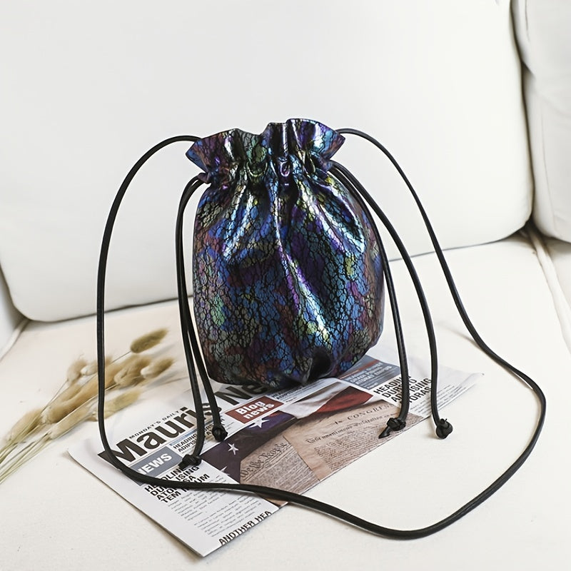 Strip Pattern Bucket Bag Crossbody Purse for Streetwear