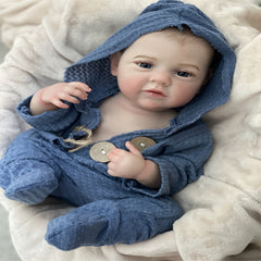 Adorable Full Body Vinyl Reborn Boy Doll with Hand Painted Hair