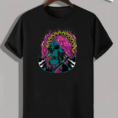 Skull Pattern Print Men's Sports T-shirt Graphic Tee Outdoor Clothing