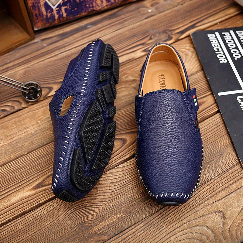 Men's Stitched Cut Out Slip On Loafers, Casual Outdoor Walking Shoes