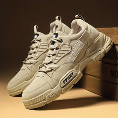 Men's Lace Up Work Sneakers Padded Collar Comfortable Shoes