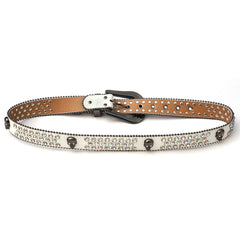 Rhinestone Men's Skull Belt Western Cowboy Stylish Belt Metal Buckle Bling Belt