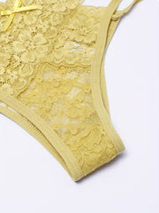 6pcs Floral Lace Cut Out Thongs Low Waist Panties Pack