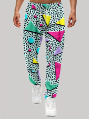 Men's Geometric Print Active Pants Contrast Graphic Casual Pants