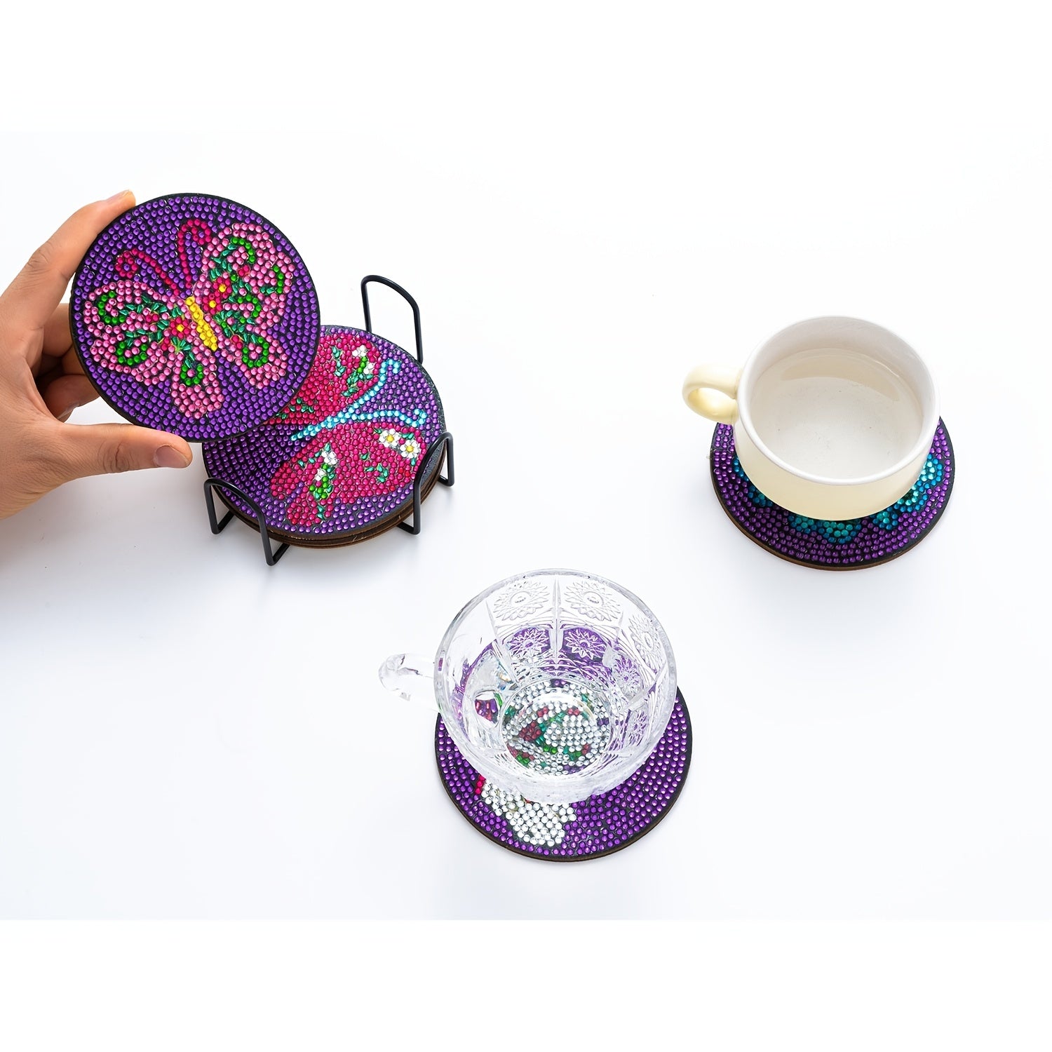 6pcs Butterfly Diamond Painting Coasters DIY Kit