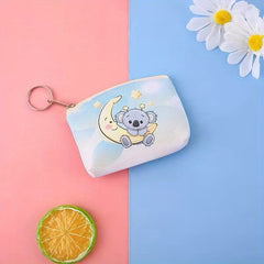 Cartoon Cat Bear Print Coin Purse Wallet for Kids Girls