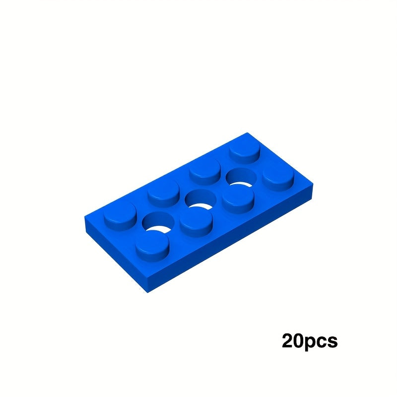 20pcs Low Brick 3709 2X4 w/ 3 Hole Plate Assembly Parts for Kids