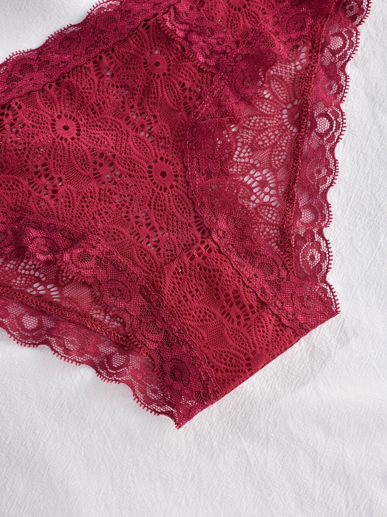 4pcs Floral Lace Briefs Scallop Trim Panties Women's Lingerie