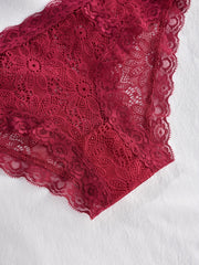4pcs Floral Lace Briefs Scallop Trim Panties Women's Lingerie