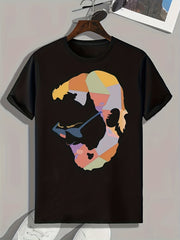 Colorful Block Print Men's Graphic Tee Casual Comfy Summer Shirt