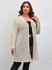 Casual Cardigan Solid Open Front Long Sleeve Medium Stretch