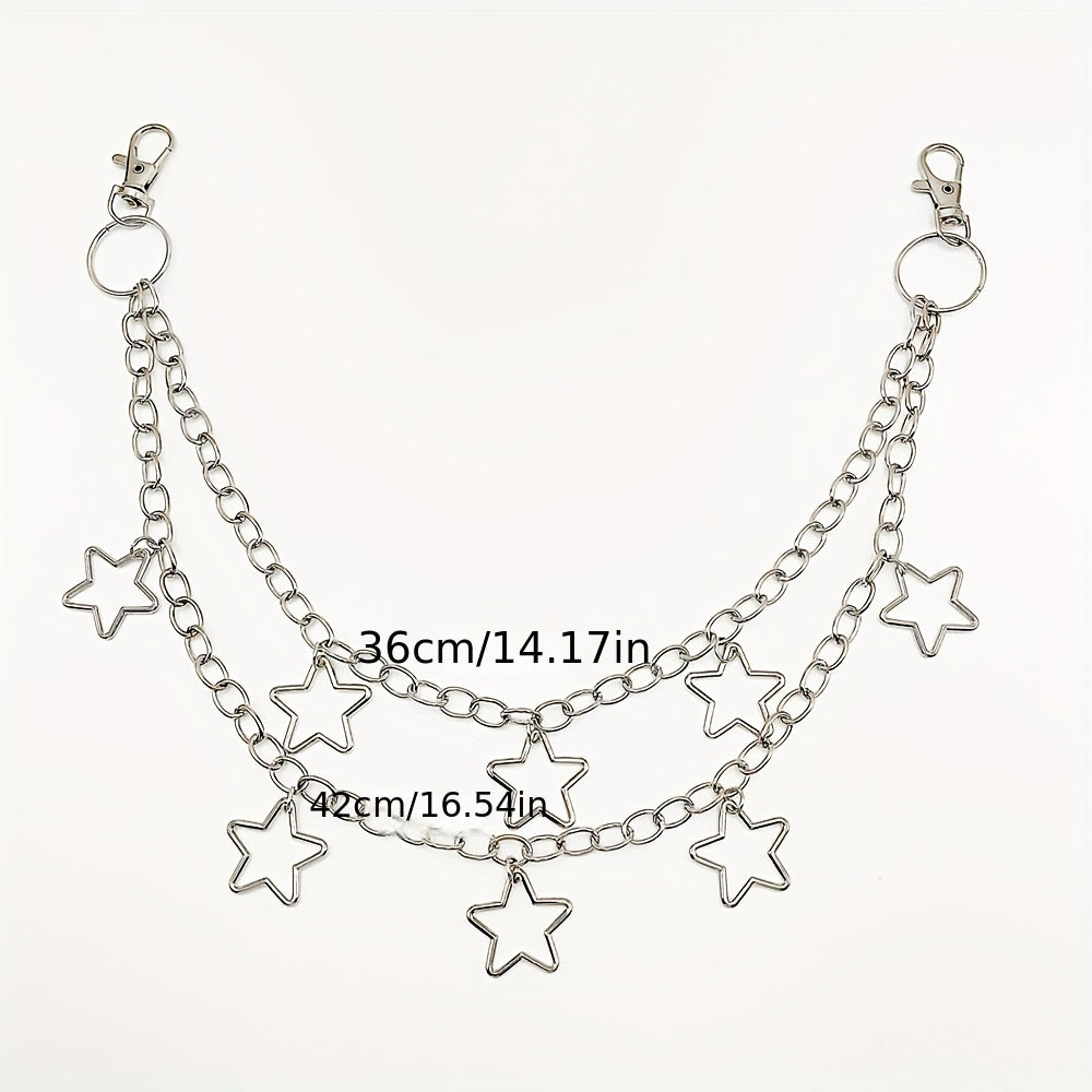 Retro Pentagram Multilayer Pants Chain Men's Waist Chain Y2K Jewelry