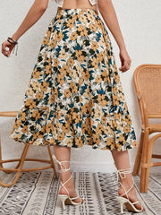 Floral Print Elastic Waist Skirt for Spring & Summer