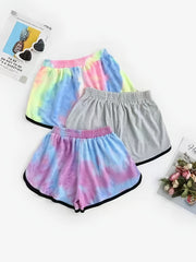 Tie Dye & Solid Shorts 3-Piece Set for Women