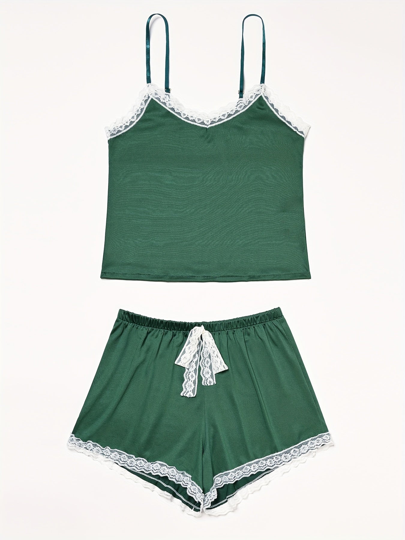 Lace Trim Pajama Set Cami Top & Shorts Women's Sleepwear